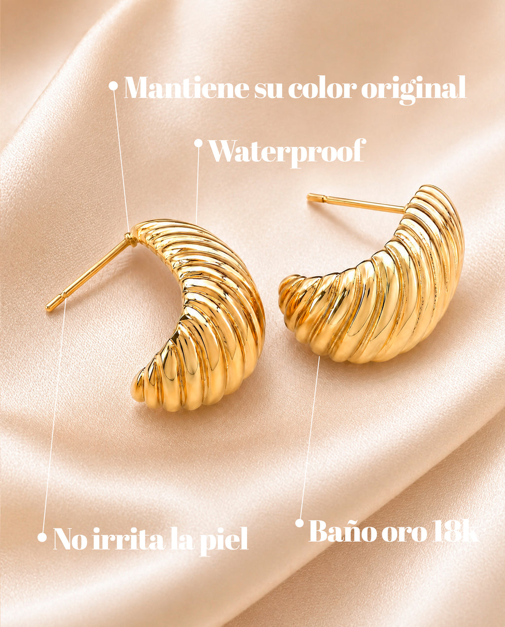 Pendientes Ondas de Oro