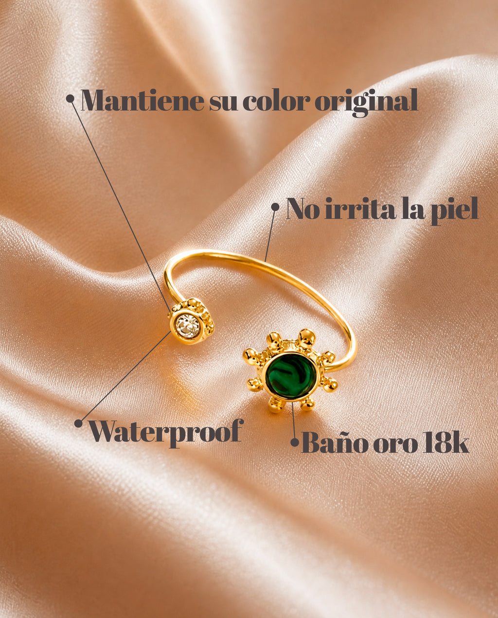 Anillo Solis Malaquita