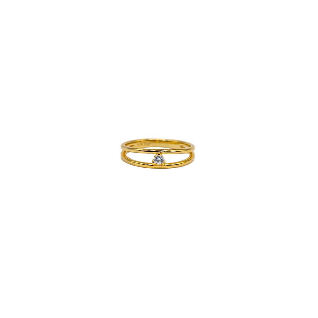 ANILLO MINIMAL ORO (doble fino + 1 circonio)